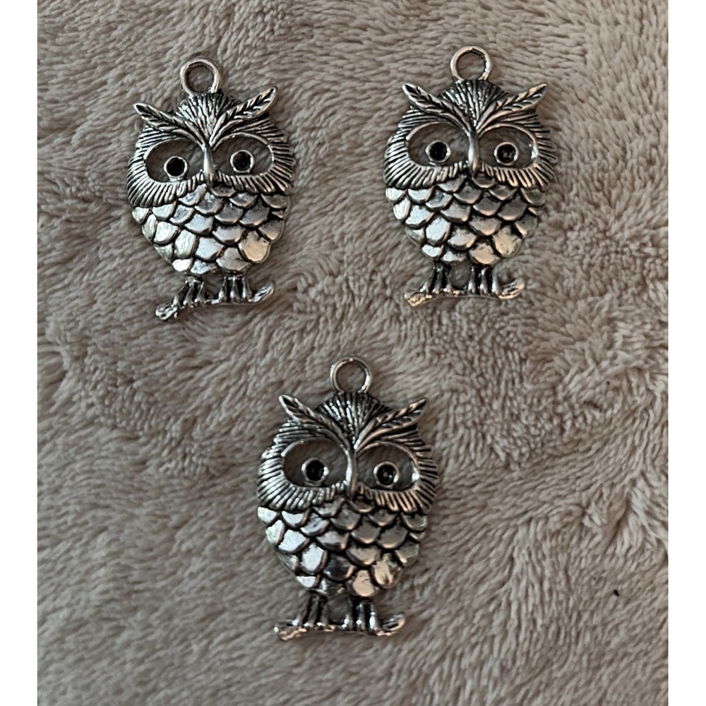 3 Pcs Silver Plated Owl Charms For Jewelry Making Necklace Bracelet Earrings